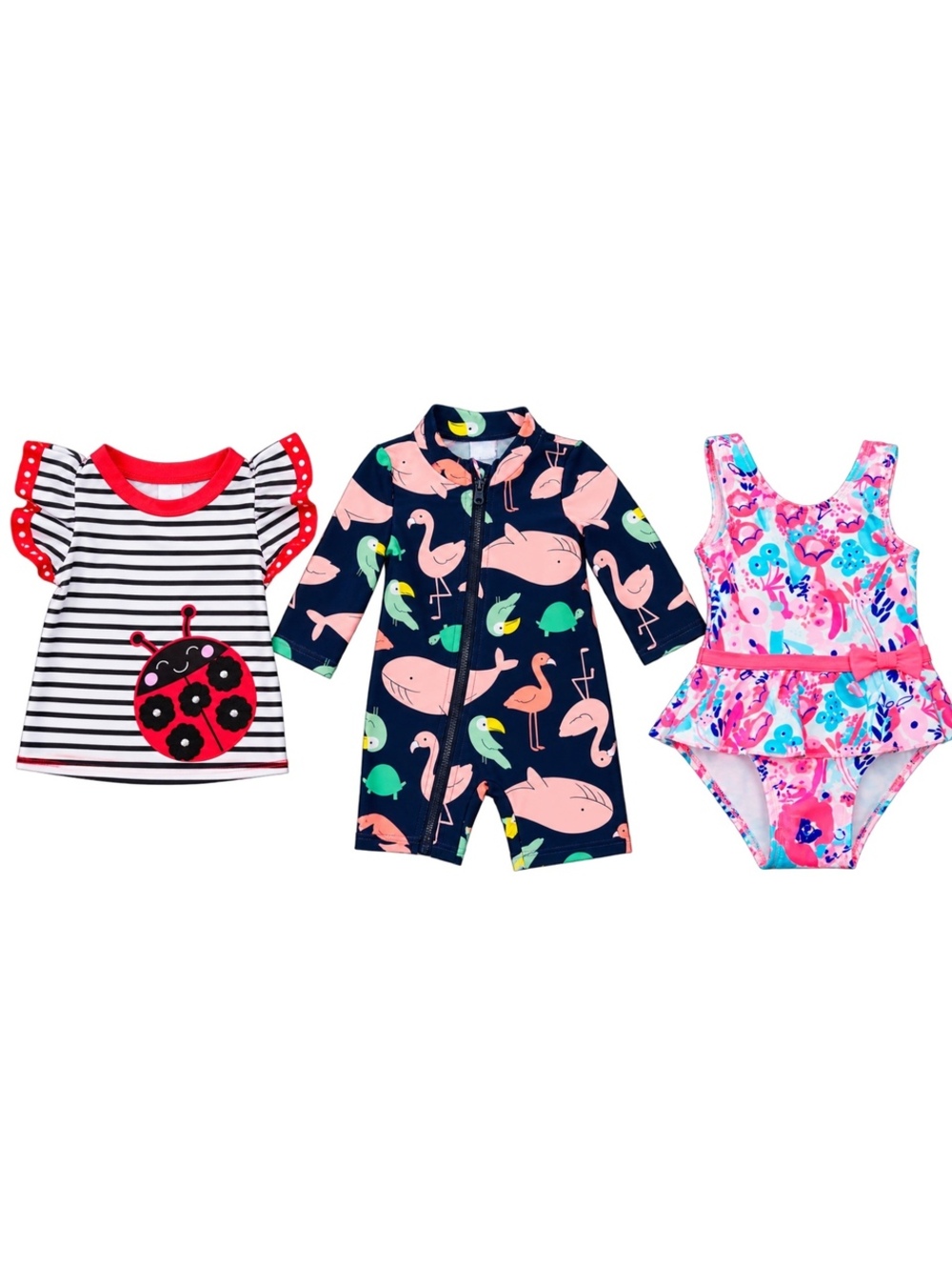 Baby Girls Swimwear Lot of 3 Carter’s Sweetheart Rose Wet Suit 3-9M
